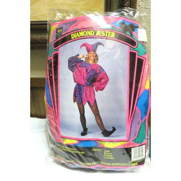 Vintage California Costume Collection  Adult Diamond Jester Top and Hat Size  M - Picture 1 of 5